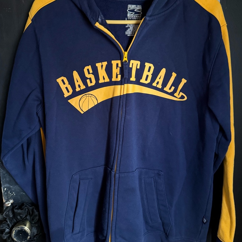 Basketball Full-Zip Hoodie in Navy and Gold
